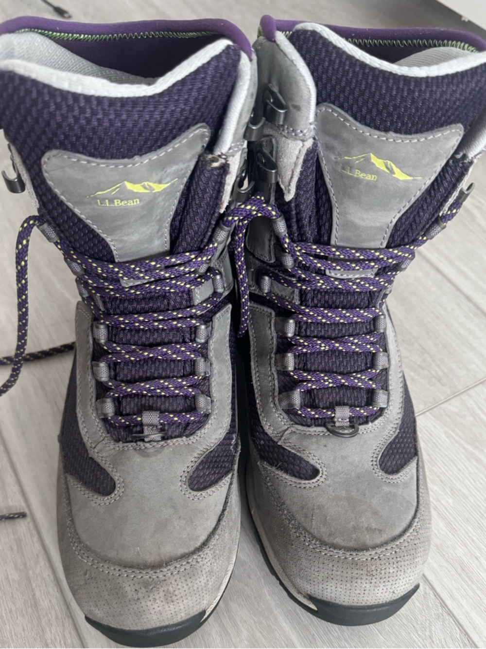 L.L. Bean Gray and Purple Lace-Up Women's Hiking Boots